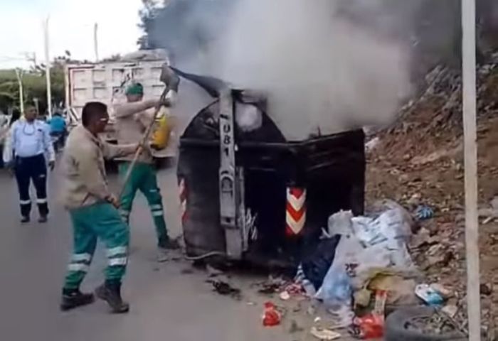 Habitante de calle habría prendido fuego a un contenedor de basura en ...
