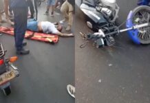 Motociclista perdió el control y casi se mata