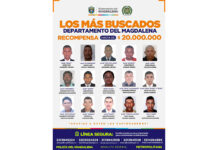 Policía revela nuevo cartel de los 15 más buscados en el Magdalena