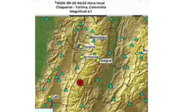 Tembló en la madrugada del domingo en Colombia con epicentro en el sur del Tolima