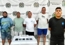 Policía capturó a cinco hombres señalados de extorsionar a comerciantes en Santa Marta